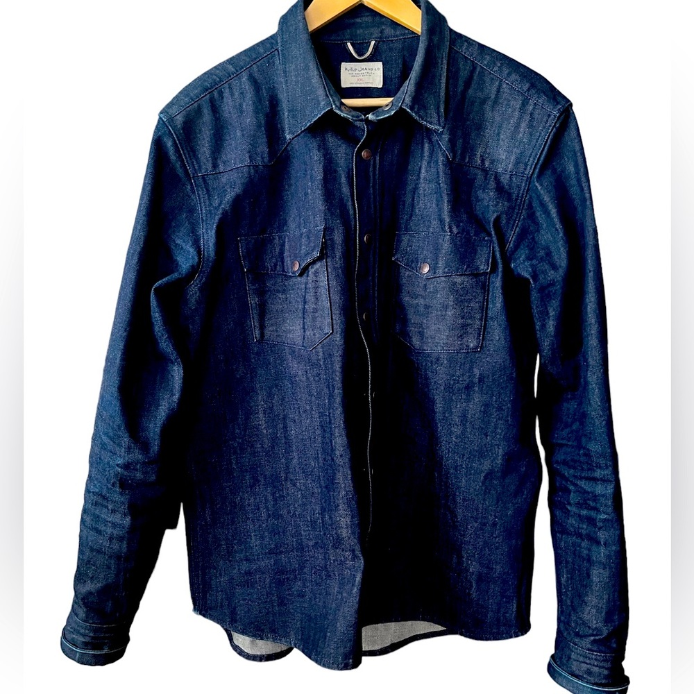 Nudie Jeans raw denim button down shirt